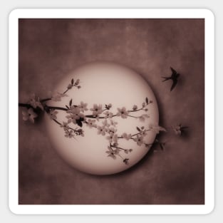 Cherry Blossom Moon In Copper Tone Sticker